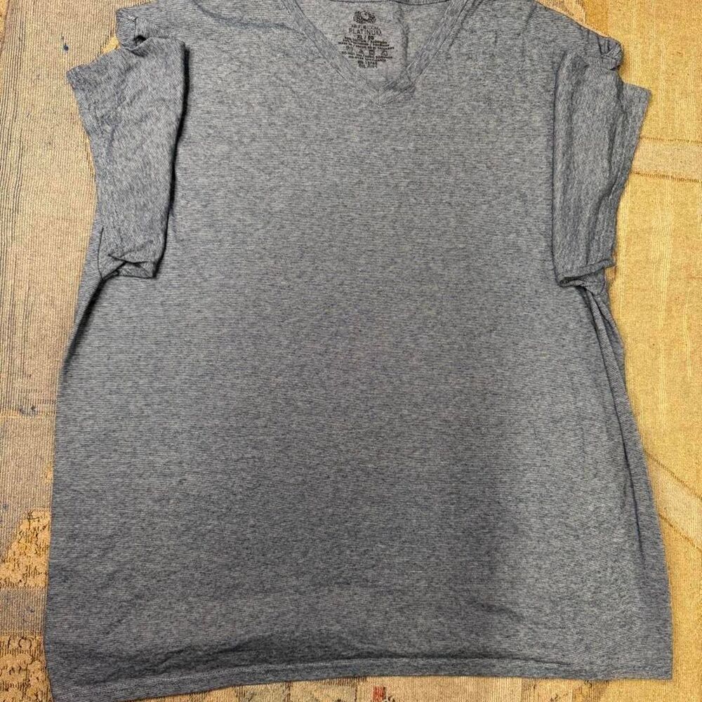 Fruit-of-the-loom Men's Grey and Blue T-shirt